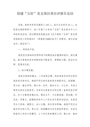 创建“五好”党支部自查自评报告总结.docx