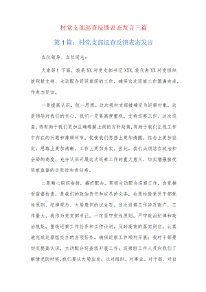 村党支部巡查反馈表态发言三篇.docx