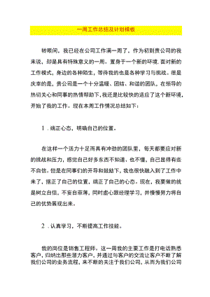一周工作总结及计划模板.docx