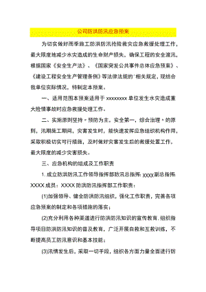 公司防洪防汛应急预案.docx