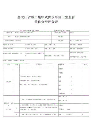 黑龙江省城市集中式供水单位卫生监督量化分级评分表.docx