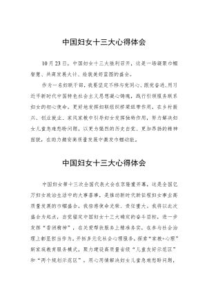 十四篇妇联干部学习中国妇女十三大心得体会.docx