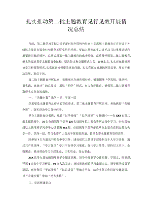 扎实推动第二批主题教育见行见效开展情况总结.docx