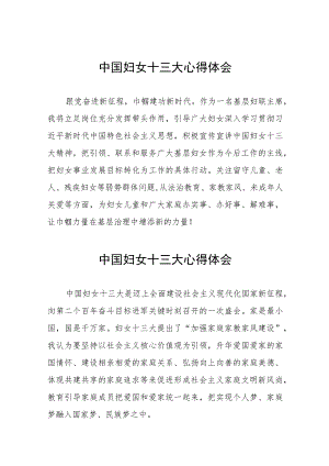 妇女主任学习中国妇女第十三次全国代表大会精神心得体会（十一篇）.docx
