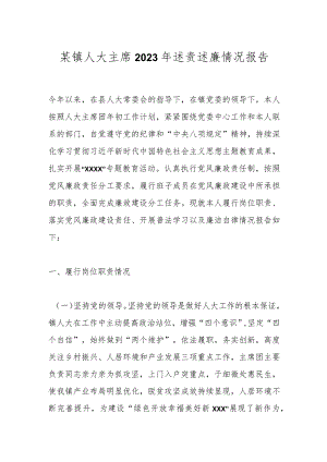 某镇人大主席2023年述责述廉情况报告.docx