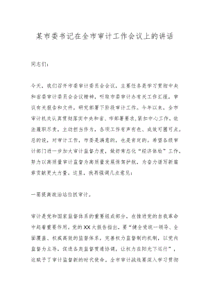 某市委书记在全市审计工作会议上的讲话.docx