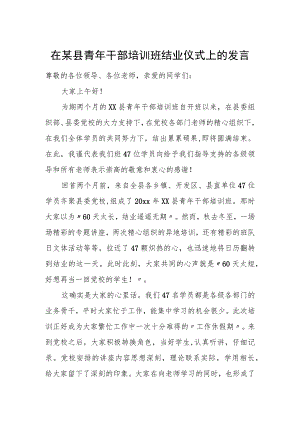 在某县青年干部培训班结业仪式上的发言.docx
