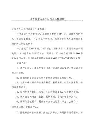 业务员个人工作总结及工作思路.docx