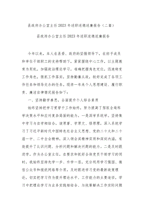 县政府办公室主任2023年述职述德述廉报告(二篇).docx