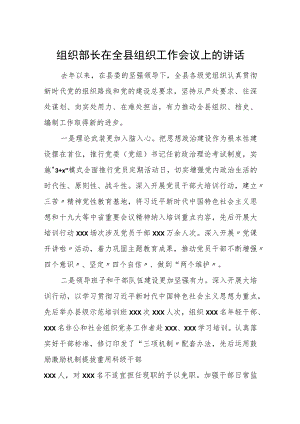 组织部长在全县组织工作会议上的讲话.docx