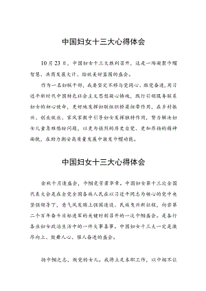 妇联干部学习中国妇女十三大心得体会十七篇.docx