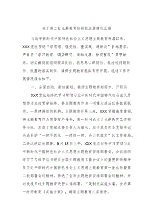 关于第二批主题教育阶段性进展情况汇报.docx