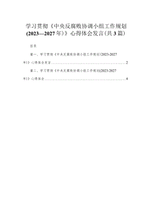 学习贯彻《中央反腐败协调小组工作规划（2023—2027年）》心得体会发言（共3篇）.docx