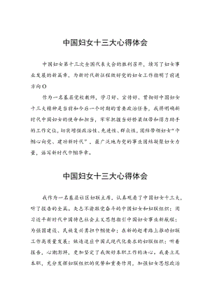 2023年中国妇女十三大心得体会十七篇.docx