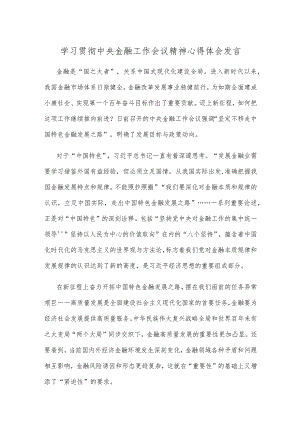 学习贯彻中央金融工作会议精神心得体会发言.docx