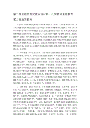 第二批主题教育交流发言材料：扎实抓好主题教育 聚力奋进新征程.docx