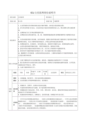 ICU主任医师岗位说明书.docx