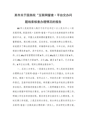 某市关于国务院“互联网 督查”平台交办问题线索核查办理情况的报告.docx