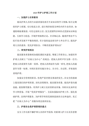 2023年市区护士护理工作计划 (合编五份).docx