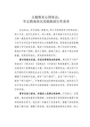 主题教育心得体会：牢记教诲再出发砥砺前行作表率.docx