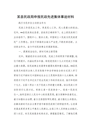 某县民政局申报民政先进集体事迹材料.docx