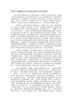 年轻干部廉洁从业座谈会即兴讲话材料.docx