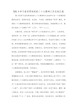 XX乡学习宣传贯彻党的二十大精神工作总结汇报.docx