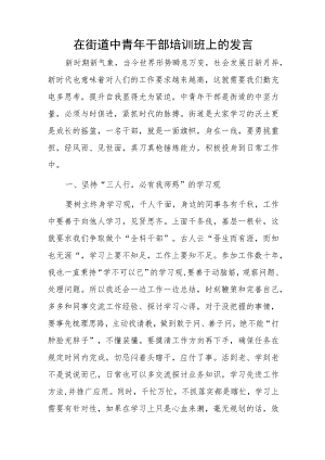 在街道中青年干部培训班上的发言.docx