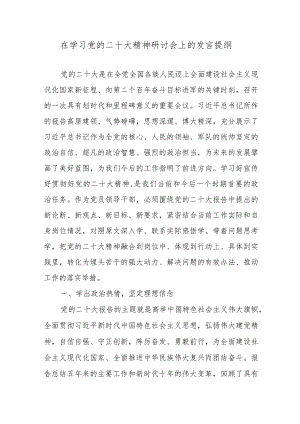 在学习党的二十大精神研讨会上的发言提纲.docx
