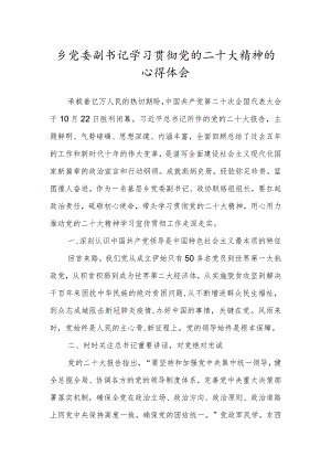 乡党委副书记学习贯彻党的二十大精神的心得体会.docx