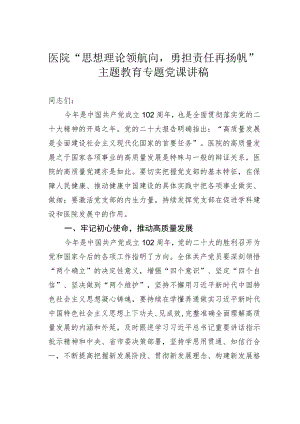医院“思想理论领航向勇担责任再扬帆”主题教育专题党课讲稿.docx