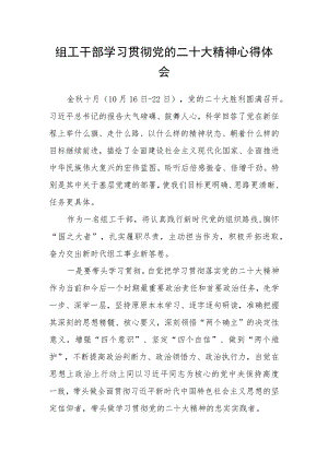 组工干部学习贯彻党的二十大精神心得体会.docx