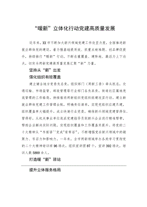 “暖新”立体化行动+党建高质量发展.docx