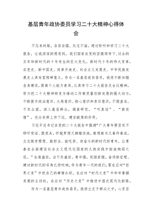 基层青年政协委员学习二十大精神心得体会.docx