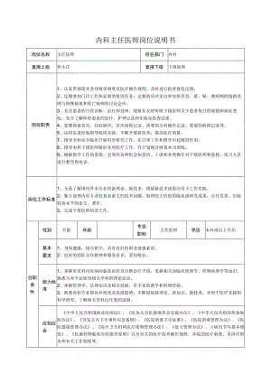 内科主任医师岗位说明书.docx