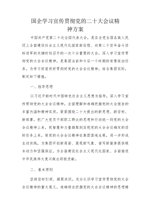 国企学习宣传贯彻党的二十大会议精神方案.docx