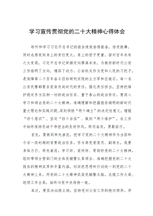 公安民警干部学习宣传贯彻党的二十大精神心得体会三篇样本.docx