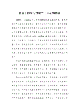 基层干部学习贯彻二十大心得体会三篇.docx