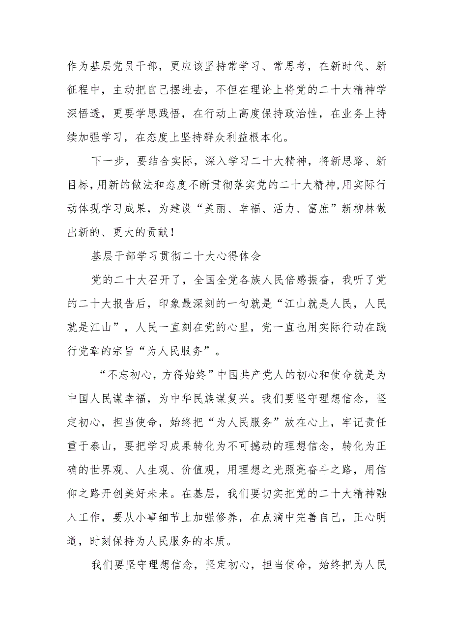 基层干部学习贯彻二十大心得体会三篇.docx_第3页