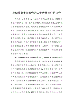 县纪委监委学习党的二十大精神心得体会.docx