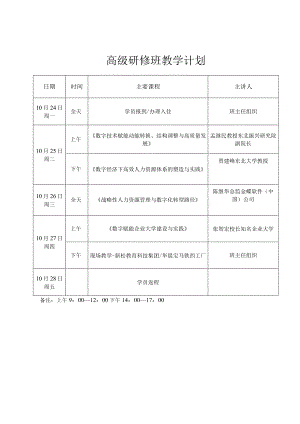 高级研修班教学计划.docx