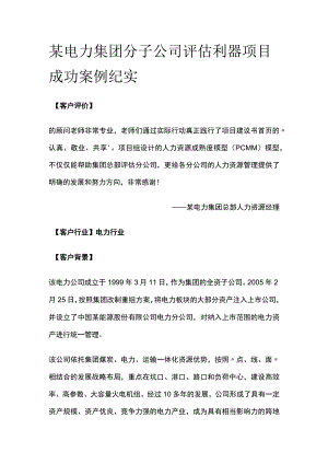 某电力集团分子公司评估利器项目案例纪实.docx