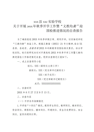 XX学校“义教均衡”迎国检推进情况的自查报告.docx