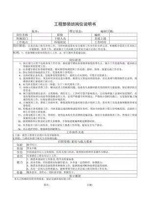 工程部领班岗位说明书.docx