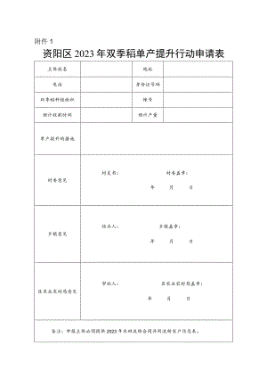 资阳区2023年双季稻单产提升行动申请表.docx