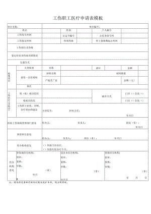 工伤职工医疗申请表模板.docx