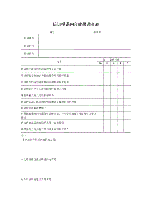 培训授课内容效果调查表.docx