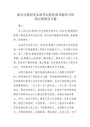 某公司基层党支部书记赴革命圣地学习培训心得体会3篇.docx