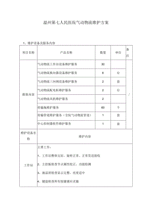 温州第七人民医院气动物流维护方案.docx