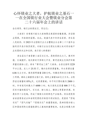 心怀镁业之大者护航镁业之基石——在全国镁行业大会暨镁业分会第二十六届年会上的讲话.docx